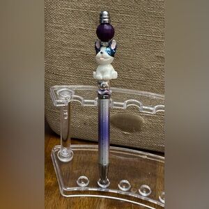 Boston Terrier/Frenchie Pen Purple and Silver Beaded